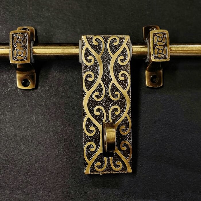 metal brass coated antique floral design latch