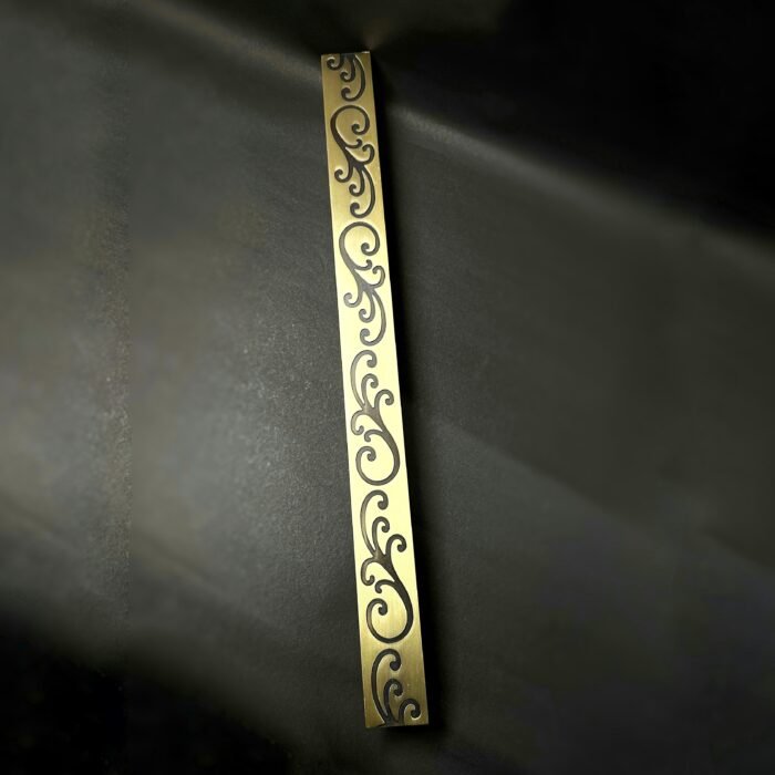 1 (13) Antique bronze designer door handle with engraved floral patterns for luxury main doors.