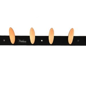 Bronze finish wall-mounted coat and cloth hanger with 6 hooks for hanging clothes, hats, and accessories.