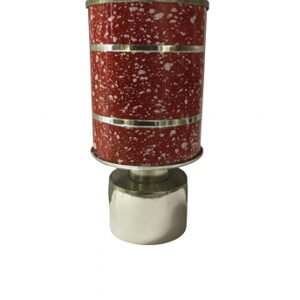 maroon Silver aluminium curtain rod finial lattu with decorative rounded design, shown on white background.