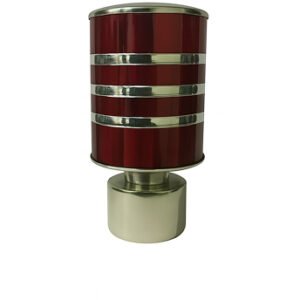 maroon Silver aluminium curtain rod finial lattu with decorative rounded design, shown on white background.