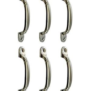 chrome-finished metal door pull handles with mounting holes