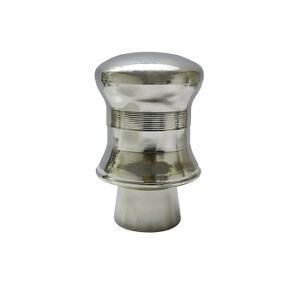Curtain rod finial with metal body and stainless steel cap, designed for elegant home décor.