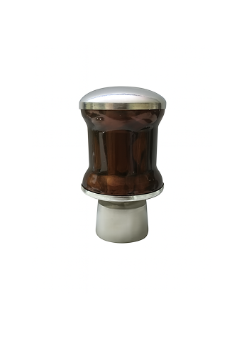 65jp-5 Curtain rod finial with metal body and stainless steel cap, designed for elegant home décor.
