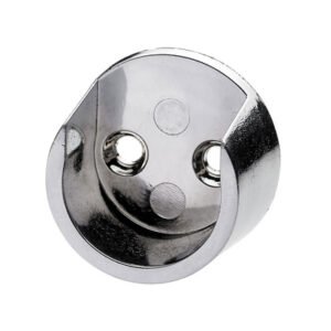 round base stainless steel curtain rod brackets with polished finish and pre-drilled mounting holes