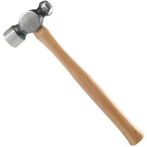 Strong hammer with solid wooden handle and metal head for carpentry, repair, and construction work.