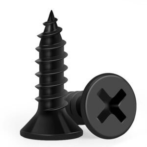 Carbon steel self tapping wood screws with sharp thread design for secure fastening in wood, furniture, and construction applications.