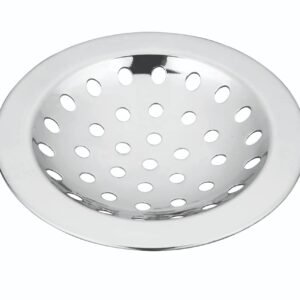 Round stainless steel floor drainer with perforated hole design for bathroom, kitchen, and outdoor use.