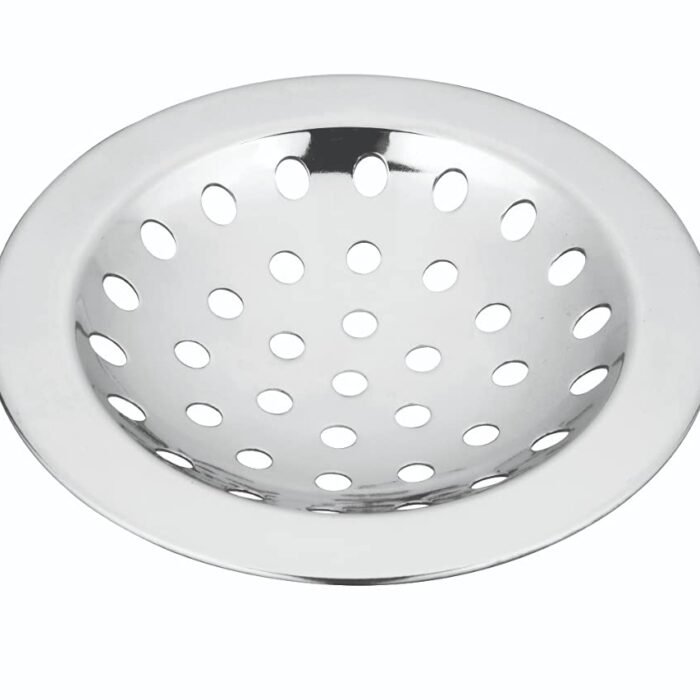 Round stainless steel floor drainer with perforated hole design for bathroom, kitchen, and outdoor use.