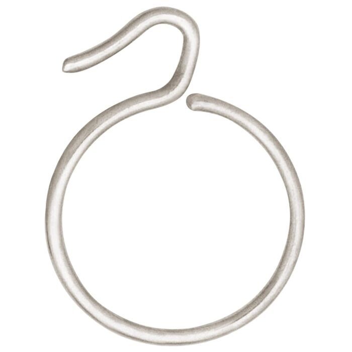 Stainless steel curtain rings with attached hooks, designed for smooth sliding and easy curtain hanging.