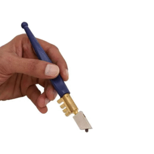 Pen style glass cutter with ergonomic handle and tungsten diamond tip for precise glass and tile cutting.