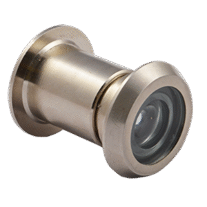 solid brass finish door eye, peephole viewer, stainless steel door peephole, security door eye, wide angle door viewer, home security door accessory, brass peephole, metal door eye, optical door viewer