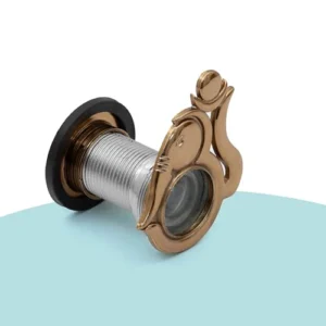 solid brass finish door eye, peephole viewer, stainless steel door peephole, security door eye, wide angle door viewer, home security door accessory, brass peephole, metal door eye, optical door viewer