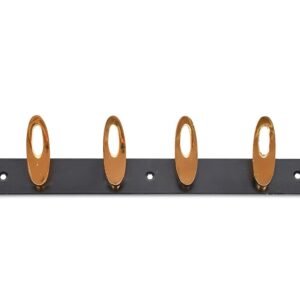 Bronze finish wall-mounted coat and cloth hanger with 8 hooks for hanging clothes, hats, and accessories.