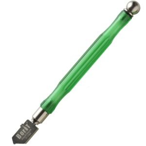 Pen style glass cutter with ergonomic handle and tungsten diamond tip for precise glass and tile cutting.