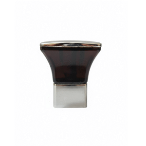 Brown decorative curtain rod finial with metal base for modern home interiors.