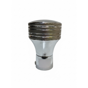 Brown decorative curtain rod finial with metal base for modern home interiors.