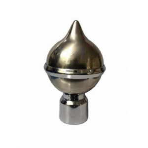 Cylindrical stainless steel curtain rod finial with horizontal groove detailing for modern home décor.