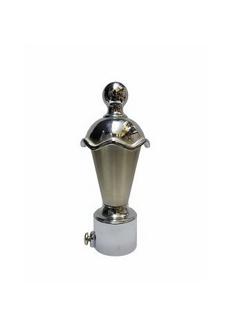 111-SS Cylindrical stainless steel curtain rod finial with horizontal groove detailing for modern home décor.