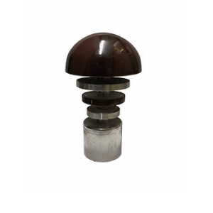 Cylindrical stainless steel curtain rod finial with horizontal groove detailing for modern home décor.