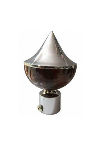119-C Stylish stainless steel curtain finial with glossy brown layered design, silver rings, and polished dome top for curtain rods.