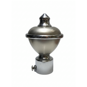 Cylindrical stainless steel curtain rod finial with horizontal groove detailing for modern home décor.