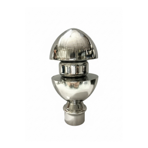 Cylindrical stainless steel curtain rod finial with horizontal groove detailing for modern home décor.