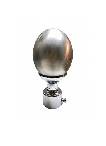165-SS egg shaped stainless steel curtain rod finial with horizontal groove detailing for modern home décor.