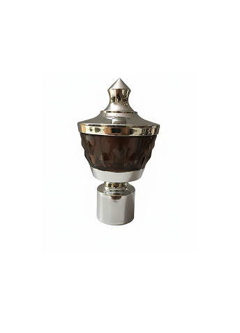 173-C cylinder curtain rod finial with dark wood and chrome band detailing, designed for elegant rod-end finishing.
