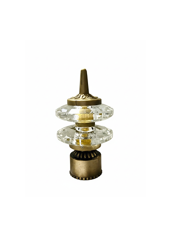 304 Antique Golden curtain rod finial with crystal centerpiece and pointed top for elegant home décor.