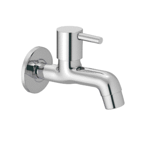 Minimalist chrome basin faucet with curved spout and single lever handle, designed for smooth water flow and temperature control.