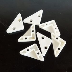 Polypropylene PVC glass corner holder in white finish, designed to securely hold and protect glass edges in doors, showcases, and partitions.