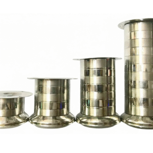 Set of stainless steel sofa legs in multiple sizes with threaded mounting bolts, designed for sturdy support and vibration reduction in furniture.