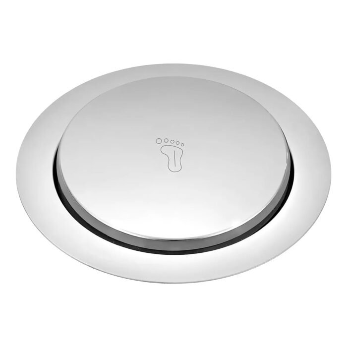Square Pop-Up Stainless Steel Floor Drain with Debris Trap-1 Round pop-up stainless steel floor drain with built-in debris trap and removable strainer, designed for smooth drainage and odor prevention in bathrooms and kitchens.