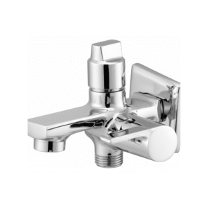 Chrome-finished concealed diverter with single lever handle and dual outlets, designed for switching water flow between shower and spout.