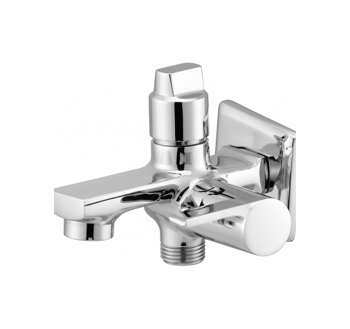 2-in-1 Bib Cock 2 Chrome-finished concealed diverter with single lever handle and dual outlets, designed for switching water flow between shower and spout.
