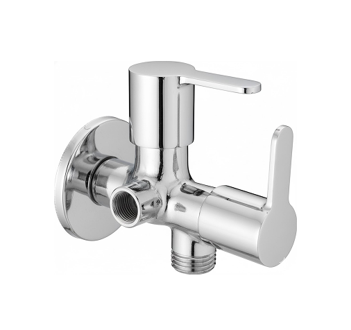 2-in-1 angle cock 1 Chrome-finished concealed diverter with single lever handle and dual outlets, designed for switching water flow between shower and spout.