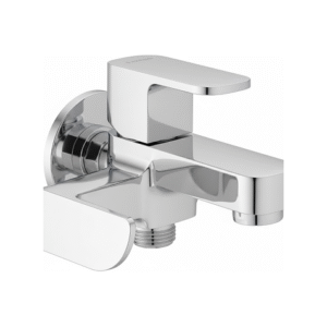Chrome-finished concealed diverter with single lever handle and dual outlets, designed for switching water flow between shower and spout.