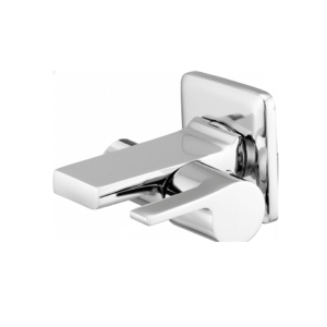 Chrome-finished concealed wall mixer with flat lever handle and square backplate, designed for modern bathrooms with shower and spout connections.