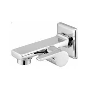 Chrome-finished concealed wall mixer with flat lever handle and square backplate, designed for modern bathrooms with shower and spout connections.