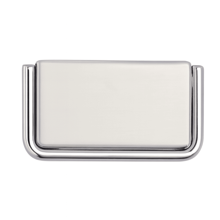 Copilot_20251109_184442 Rectangular zinc alloy drawer pull handle with chrome finish, designed for cabinet and table fittings, featuring a sleek modern look.