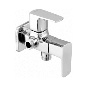 Chrome-finished concealed diverter with single lever handle and dual outlets, designed for switching water flow between shower and spout.