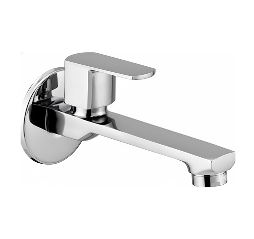 FL-101 Long Body Minimalist chrome basin faucet with curved spout and single lever handle, designed for smooth water flow and temperature control.
