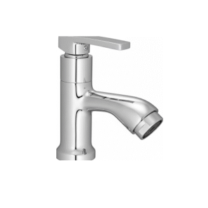 chrome basin faucet with curved spout and single lever handle, designed for smooth water flow and temperature control.