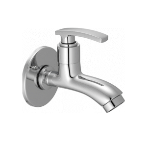 chrome basin faucet with curved spout and single lever handle, designed for smooth water flow and temperature control.