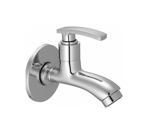Group 1272631419 chrome basin faucet with curved spout and single lever handle, designed for smooth water flow and temperature control.