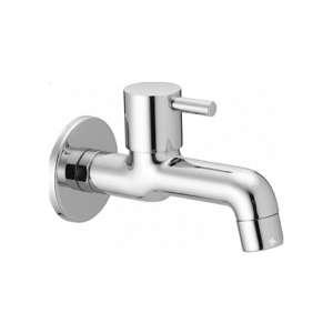 chrome basin faucet with curved spout and single lever handle, designed for smooth water flow and temperature control.