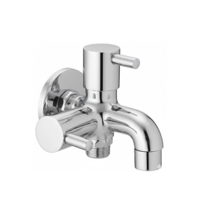 Chrome-finished concealed diverter with single lever handle and dual outlets, designed for switching water flow between shower and spout.