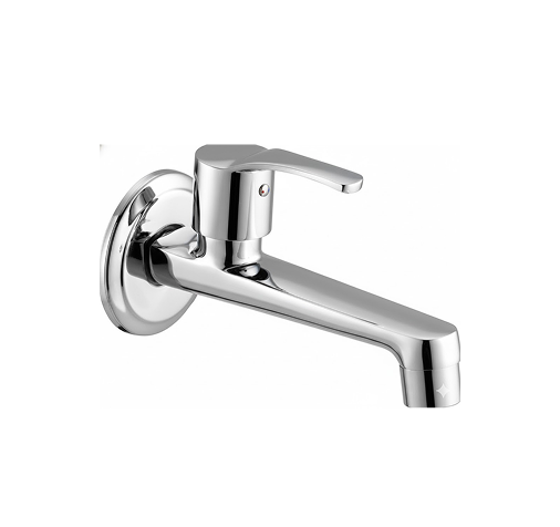 Group 1272631448 chrome basin faucet with curved spout and single lever handle, designed for smooth water flow and temperature control.