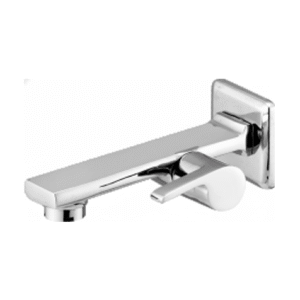 chrome basin faucet with curved spout and single lever handle, designed for smooth water flow and temperature control.